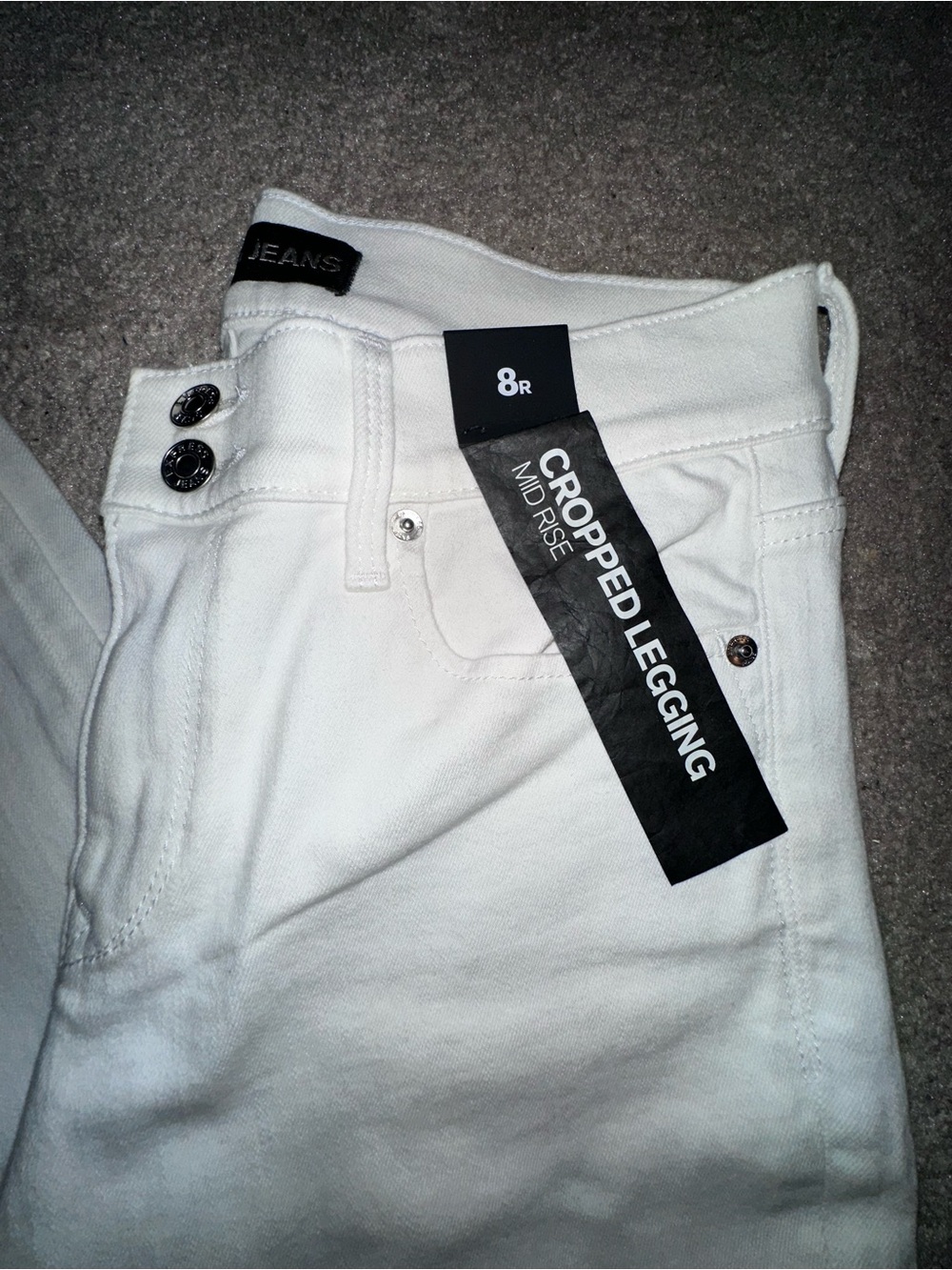 Express White Cropped Mid-Rise Jeans Legging